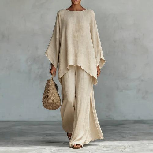 Oversized Asymmetric Top & Wide-Leg Pants